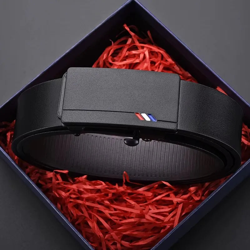 Fashion Business Men'S Belt Genuine Luxury Brand Belt Automatic Buckle Belt PU Leather Soft Belt with Cargo Pants Jeans Belt