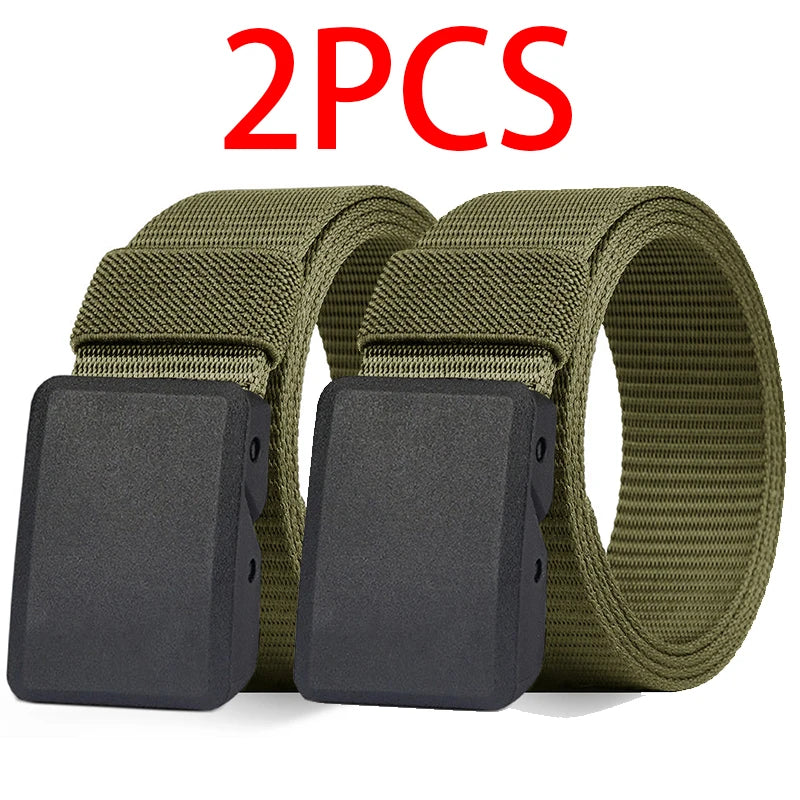 2PC Military Automatic Buckle Nylon Belt Outdoor Hunting Multifunctional Tactical Canvas Belt High Quality Men and Womenbelt